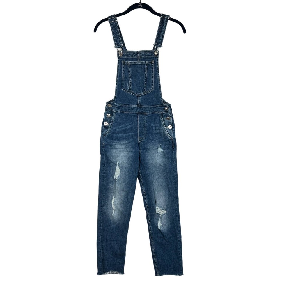 H&M Divided Distressed Denim Jumpsuit Size 2